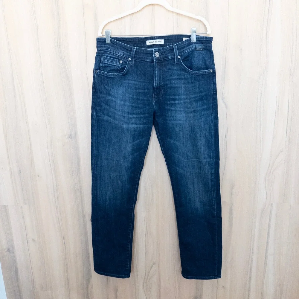 Mavi Mens Marcus Slim Straight Leg Jeans Size 34 Dark Wash Denim Classic Fit
